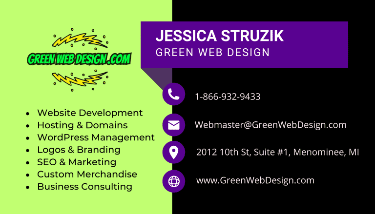 green web design business cards lightning logo two tone 2 768x439